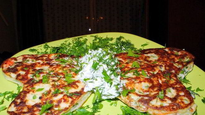 Рецепт Оладьи с семгой и зеленью