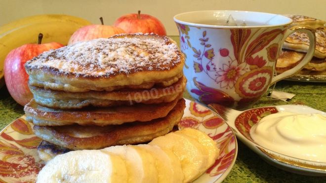 Рецепт Оладий с яблоками и бананами ны кефире
