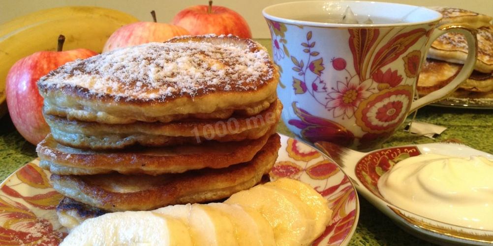 Как приготовить оладьи с яблоками и бананами на кефире