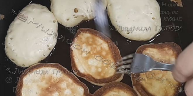 Рецепт пышные оладьи на теплом кефире с содой