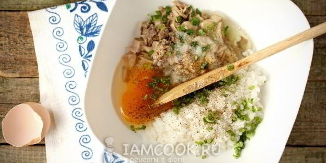 Рецепт рисовые оладьи с куриным мясом