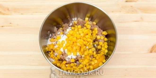 Рецепт рубленые куриные оладьи с кукурузой