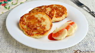 Рецепт Творожные оладьи с овсянкой и бананом