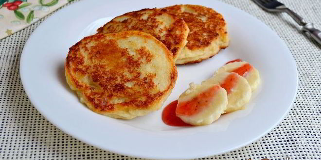 Рецепт творожные оладьи с овсянкой и бананом