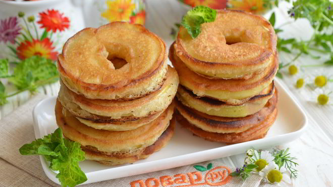 Рецепт Яблочные оладьи Звездочки