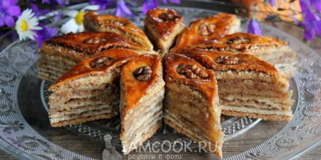 Рецепт пахлава с грецкими орехами и медом