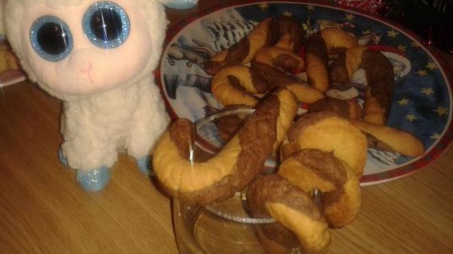 Рецепт Песочное печенье Посох Деда Мороза