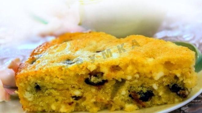 Рецепт Апельсиновый пирог с творогом и черносливом