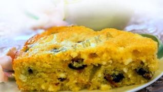 Рецепт Апельсиновый пирог с творогом и черносливом