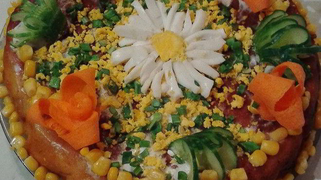 Рецепт Бисквитный пирог без яиц с курицей и сладким перцем