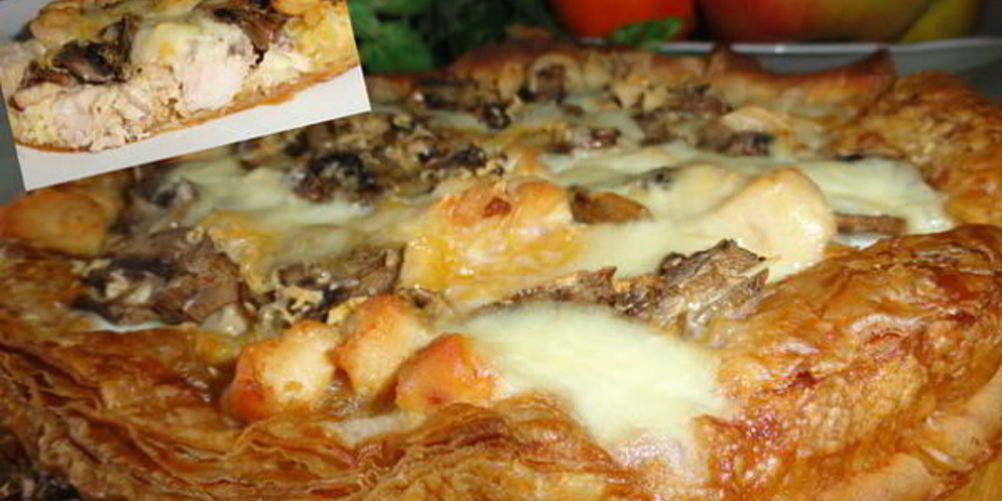 Рецепт бисквитный пирог без яиц с курицей и сладким перцем