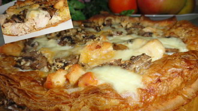 Рецепт Киш с грибами и курицей