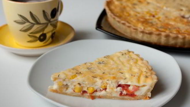 Рецепт Киш с кукурузой и помидорами