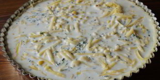 Рецепт киш с кукурузой и помидорами