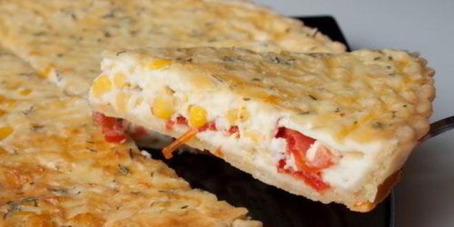 Рецепт киш с кукурузой и помидорами