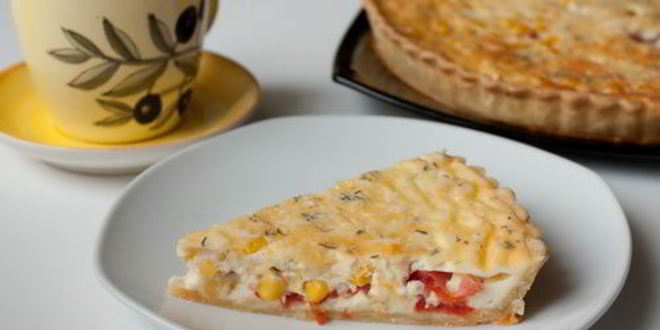 Рецепт киш с кукурузой и помидорами