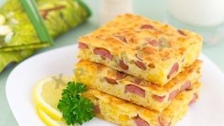 Рецепт Ленивый пирог с сыром и сосисками