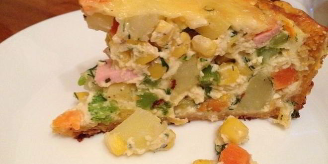 Рецепт открытый овощной пирог с курицей