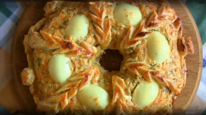 Рецепт Пирог из куриного фарша Рождественское кольцо