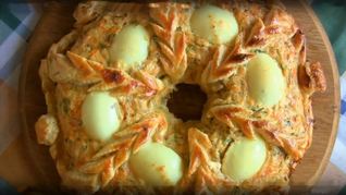 Рецепт Пирог из куриного фарша Рождественское кольцо