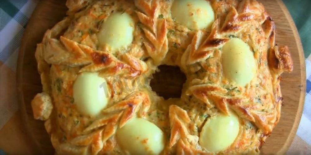 Как приготовить пирог из куриного фарша рождественское кольцо