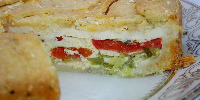 Рецепт пирог с овощами и брынзой