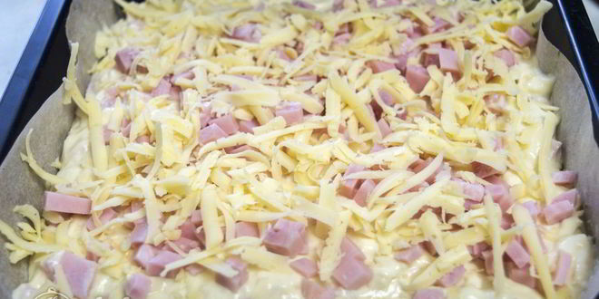 Рецепт пирог с ветчиной и сыром