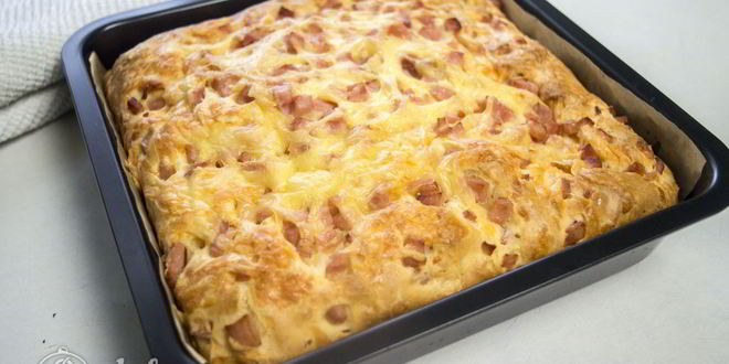Рецепт пирог с ветчиной и сыром