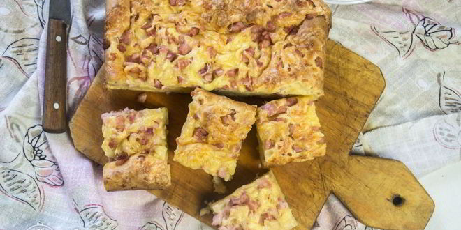 Рецепт пирог с ветчиной и сыром