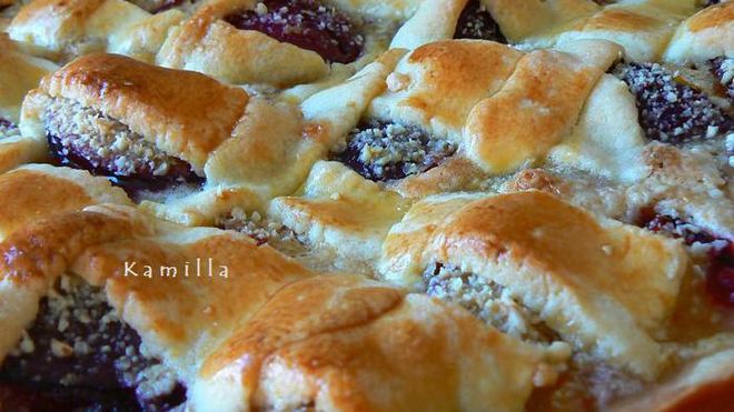 Рецепт Сливовый пирог с решеткой