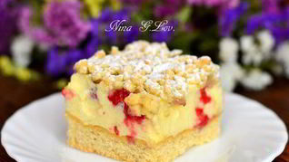 Рецепт Тертый ванильный пирог-безе с ягодой малиной