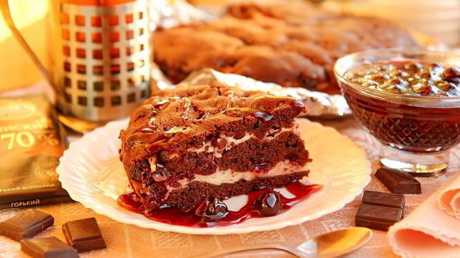 Рецепт Брауни с творогом и вишней