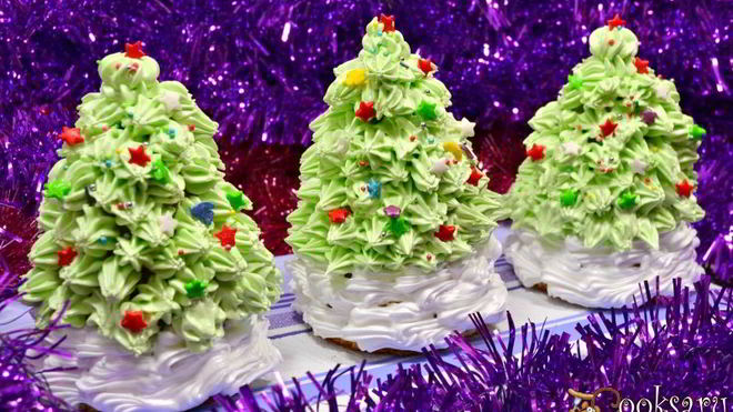 Рецепт Новогоднее пирожное Елочка