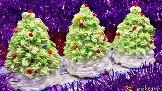 Рецепт Новогоднее пирожное Елочка