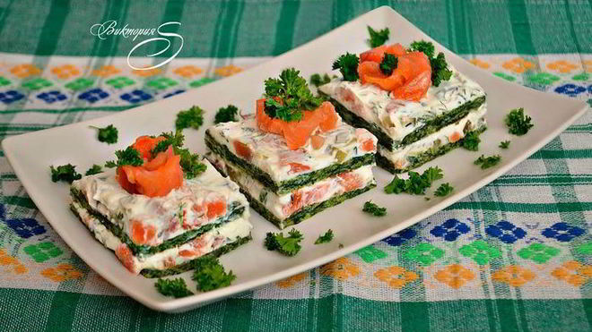 Рецепт Закусочные пирожные из лосося и шпината Семужкин каприз