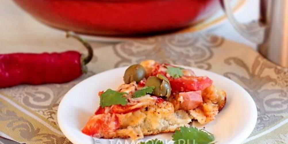 Рецепт пицца без сыра на сковороде