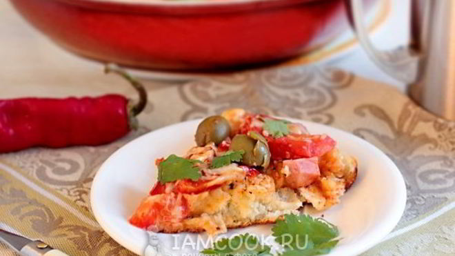 Рецепт Пицца на кефире на сковороде