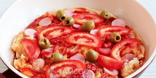 Рецепт пицца на кефире на сковороде