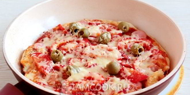 Рецепт пицца на кефире на сковороде