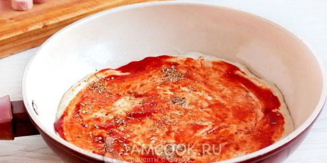 Рецепт пицца на кефире на сковороде