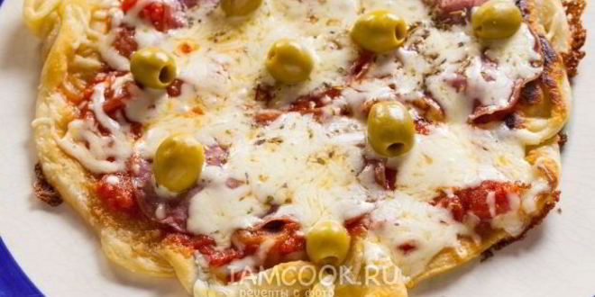 Рецепт пицца на сковороде без дрожжей