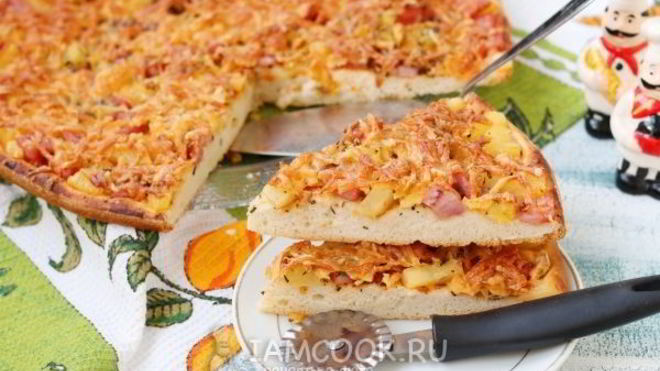 Рецепт Пицца с ананасами и ветчиной