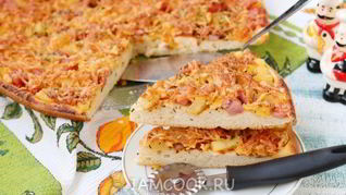 Рецепт Пицца с ананасами и ветчиной