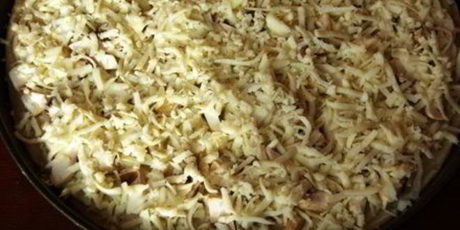 Рецепт пицца с белым соусом и шампиньонами