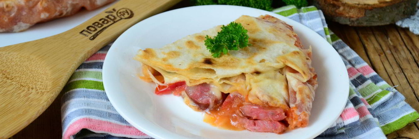 Рецепт Пицца в лаваше на сковороде