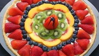 Рецепт Сладкая пицца с фруктами и ягодами