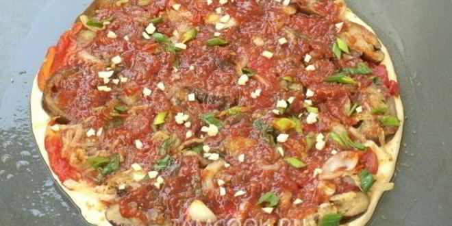 Рецепт вегетарианская пицца с баклажанами