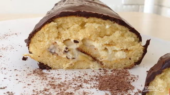 Рецепт Шоколадно-банановый рулет