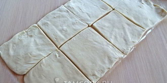 Рецепт слойки из бездрожжевого слоеного теста с ветчиной