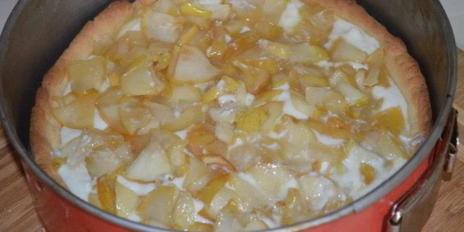 Рецепт песочный творожник с яблочной начинкой